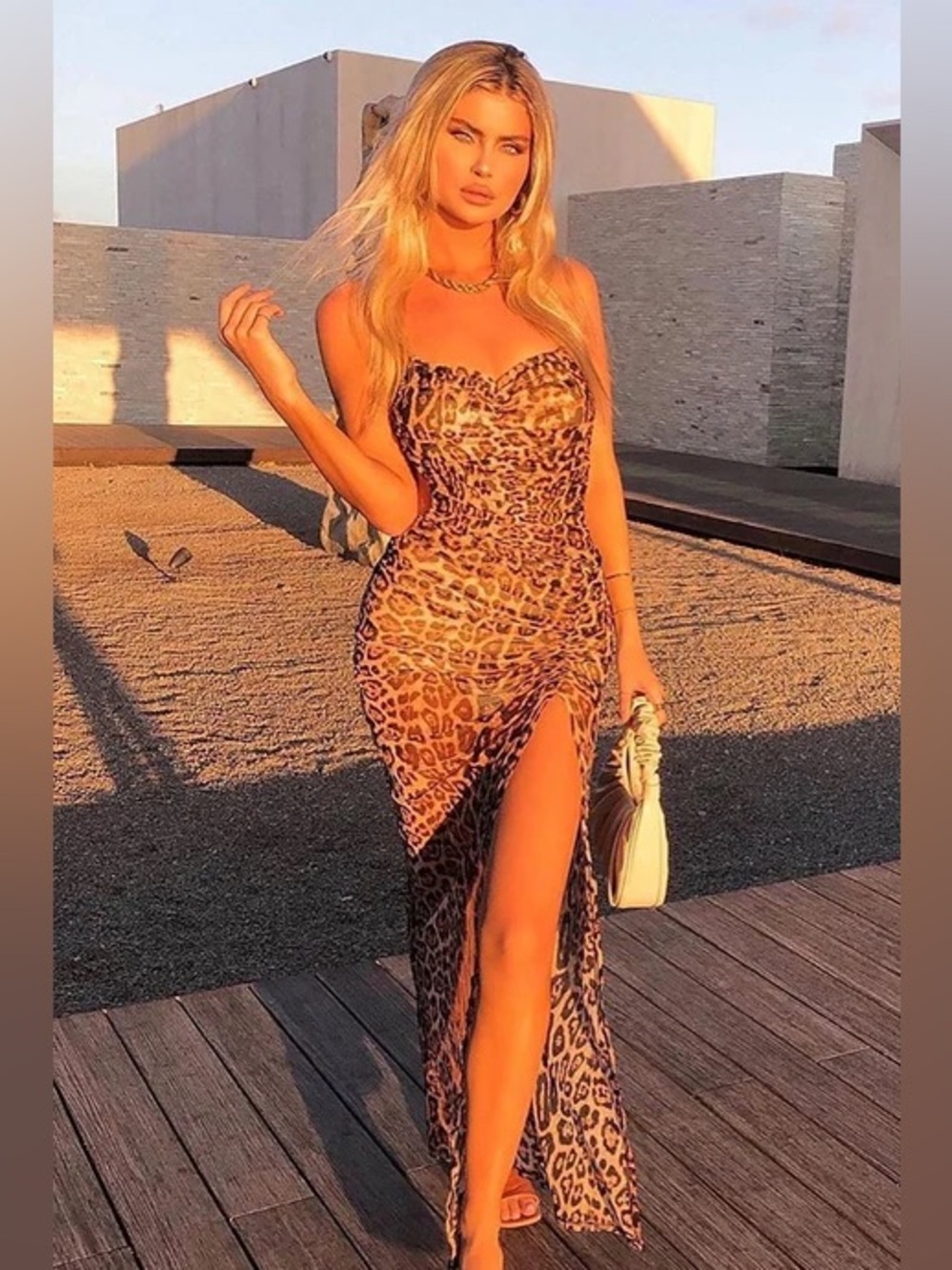 Fashion Nova “Panthera” Mesh Maxi Dress